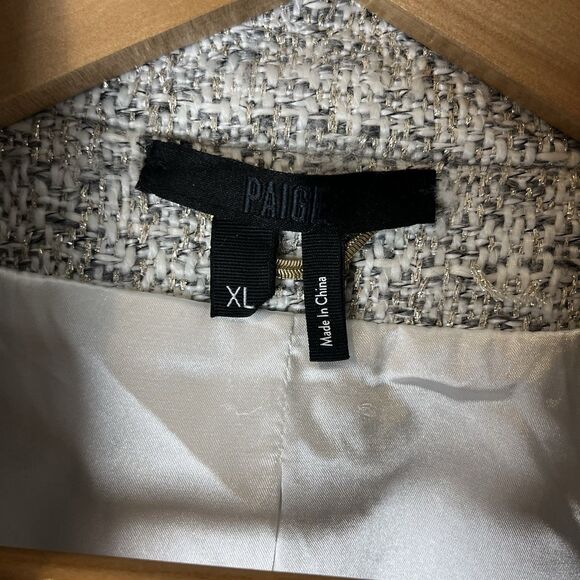 Paige Selyna Open Blazer Ivory Silver Tweed XL 220 - Picture 3 of 9